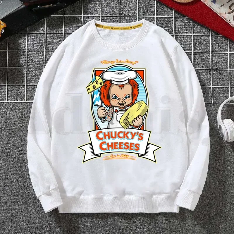 Chucky Horror Movie Cartoon Design New Men Hoodies Sweatshirt Solid Color Print Trend Coat Mens Clothes Hip-Hop Male Clothing