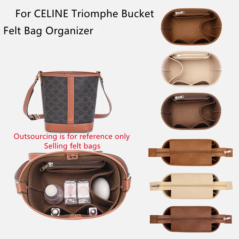 

Felt Bag Organizer Inner Liner Pocket DIY Upgrade Accessories For Triomphe Bucket Handbag Space Renovation Insert Lining