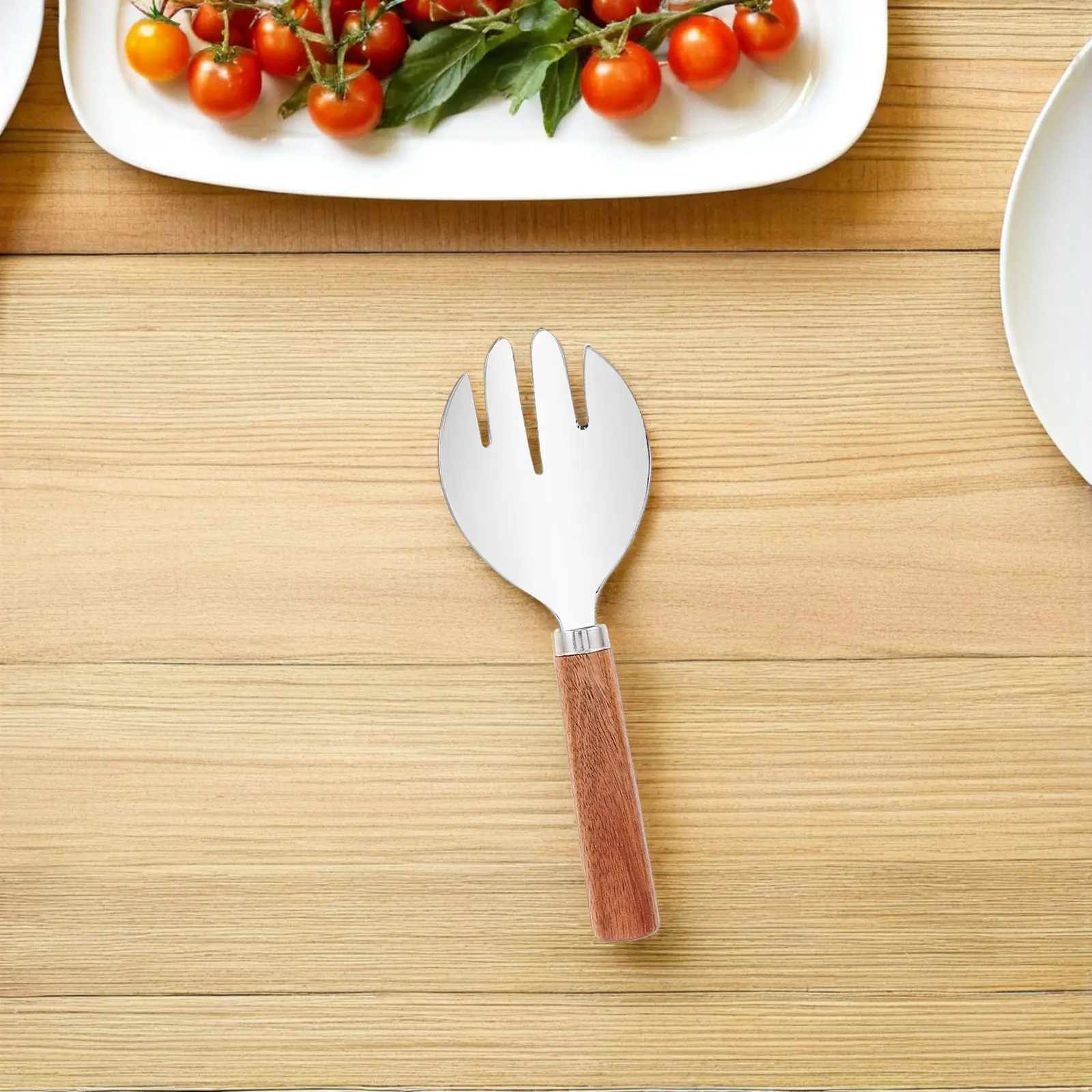 2Sets Vintage Acacia Wood Salad Fork and Spoon Set Rustic Kitchen Cutlery for Tossing Serving Fruit Salad Party Picnic Buffet