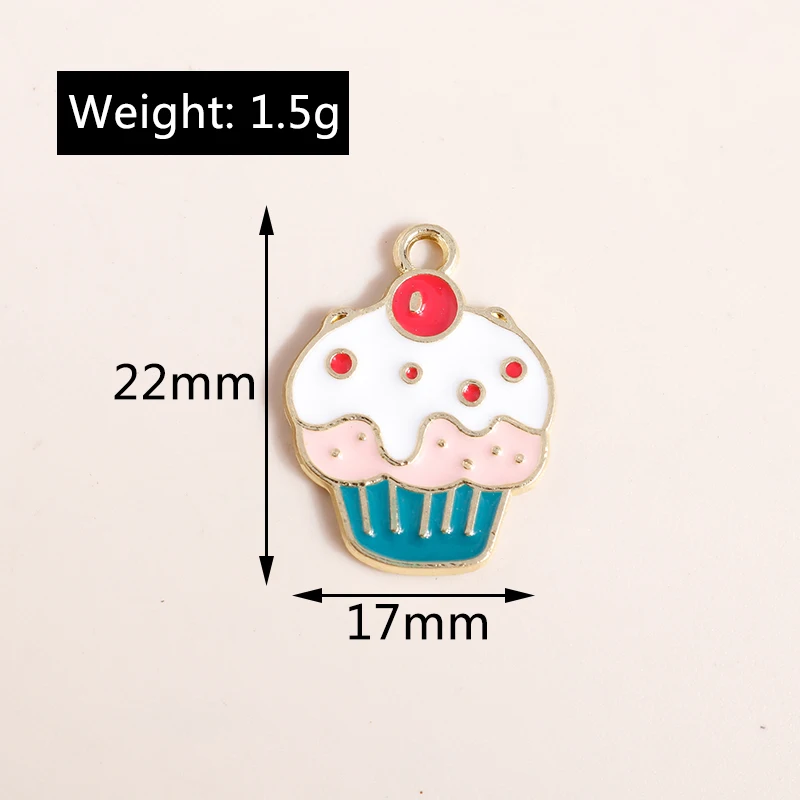 Leslie 10 Stück süße Emaille-Lebensmittel-Charms, Hamburger Pommes Frites, Pizza, Milchkuchen, Schokolade, Anhänger für Armband, handgefertigte Schmuckherstellung – Detail 21