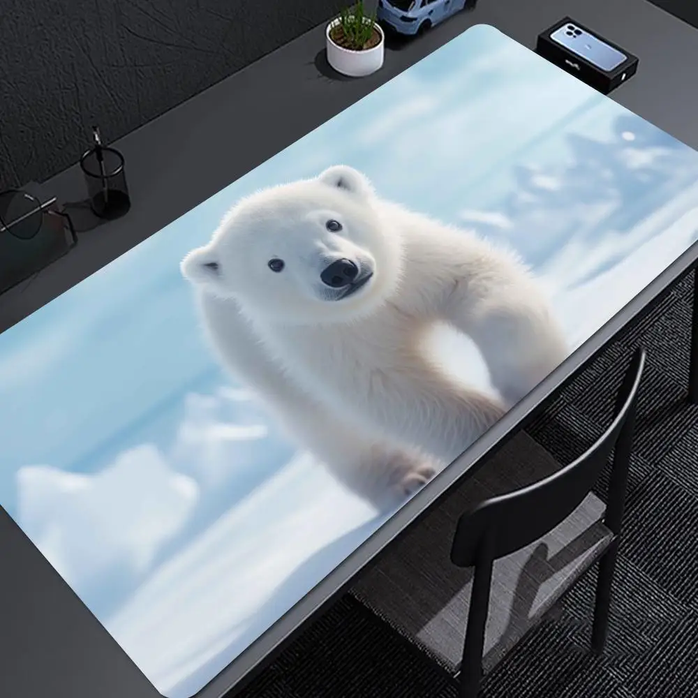 Alfombrilla de ratón de oso polar para Gamer, 900x400mm, 900x400mm, grande, de piel sintética, impermeable, para escritorio, ordenador y oficina