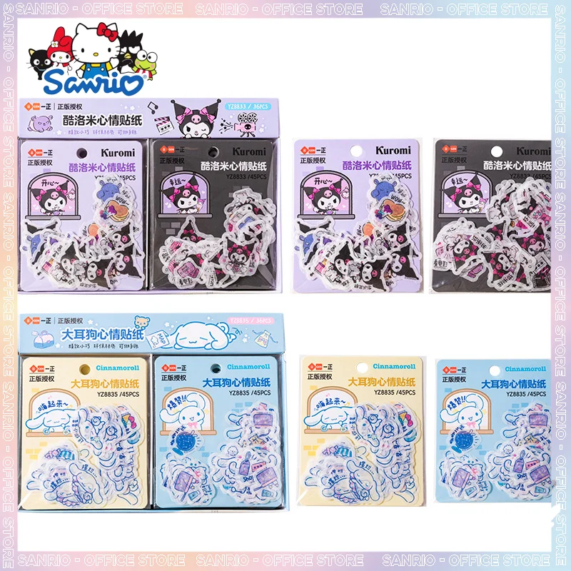 

36pcs Iigen Sanrio Stationery Kuromi Cinnamoroll Mood Sticker Cute Girl Stickers Cartoon Handbook Poster Student Office Supplies