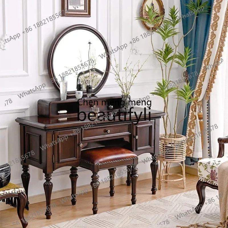 North American Red Cherry American Dresser Solid Wood Retro Makeup Table Luxury Dresser LHY26