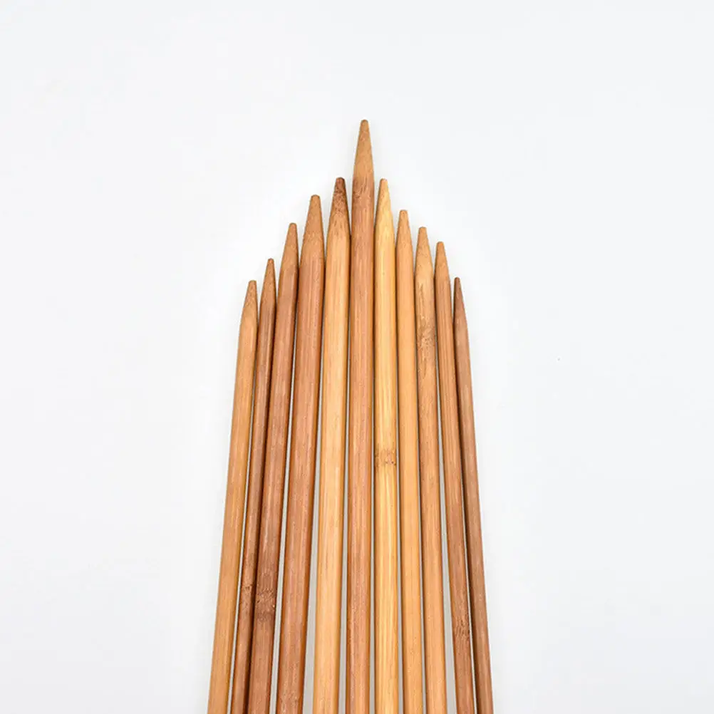 18Pair Wool Knitting Needles Bamboo Single Pointed Deep Yellow Long Straight DIY Sweater Scarf Hat Gloves Socks Handmade Needle