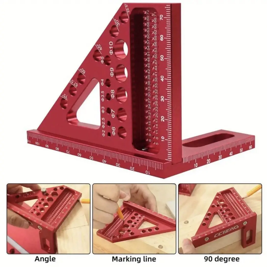 Woodworking Square Protractor Aluminum Alloy Miter Right Angle Marking Triangle Ruler High Precision Layout Measuring Tools