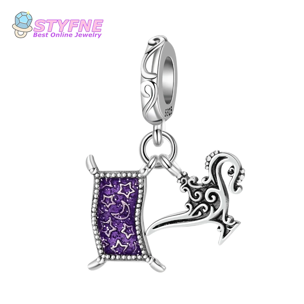 925 Sterling Silver Divine Lamp Magic Carpet Pendant Beads Charms fit DIY Bracelets and Necklaces Dangle Pendants Fine Jewelry