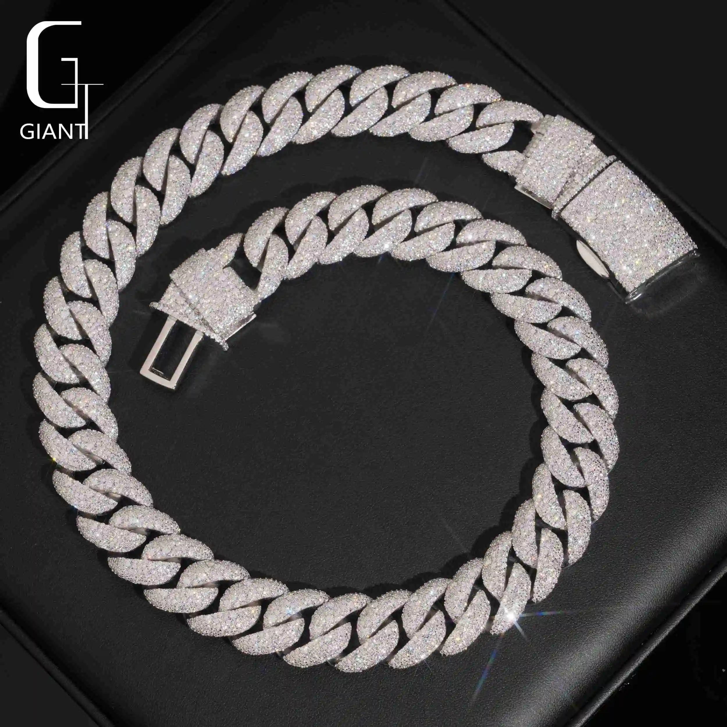 Luxury Chain Diamond 18MM Mosaic Setting Cuban Link Chain 925 Silver Hip Hop Cuban Chain Moissanite Chain GRA Men's Necklace..