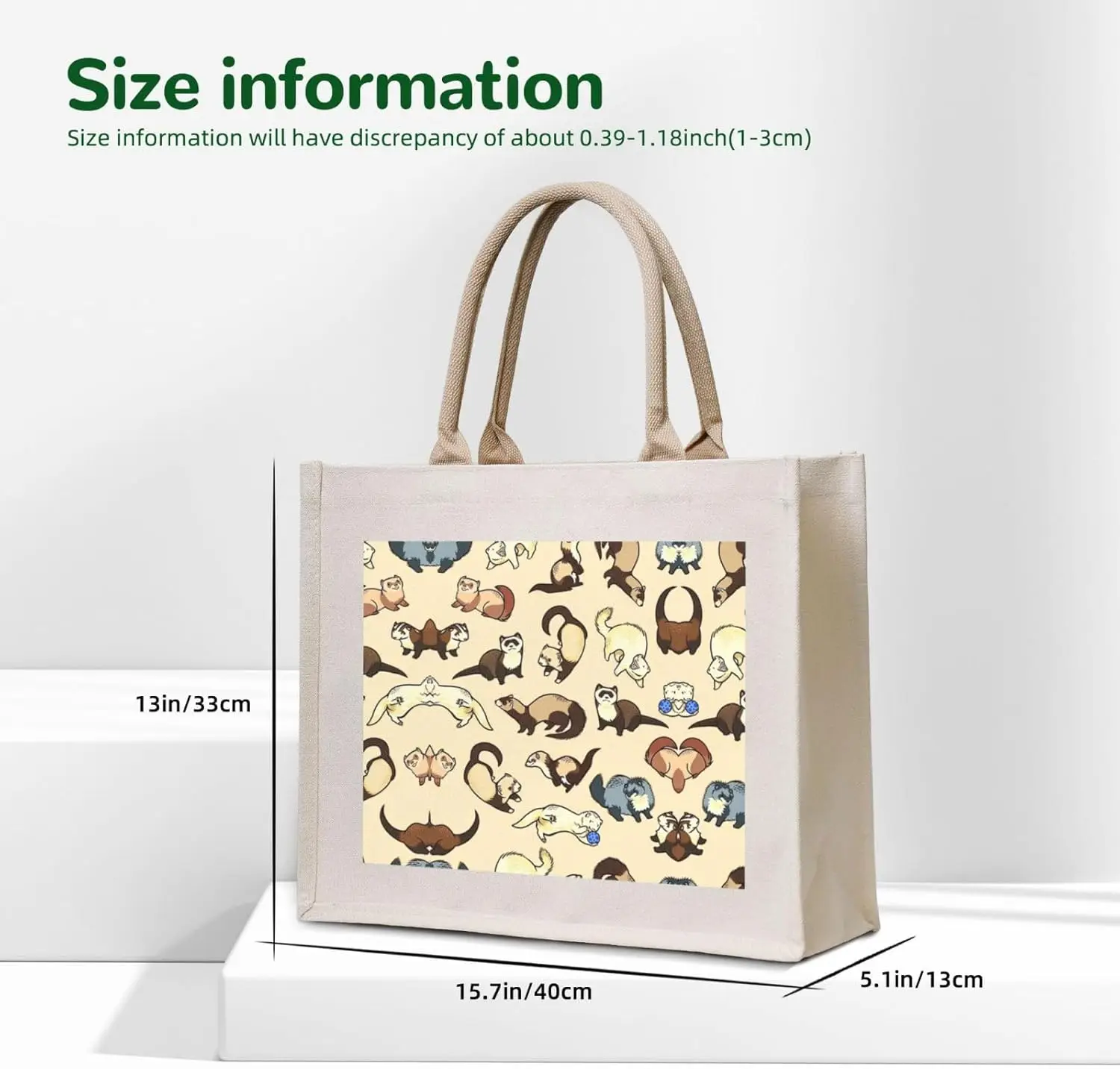 Hairy Ferret Canvas Carrying Tote Bag,Personalized Present Bag, Womens Tote Bag For Yoga, Work,