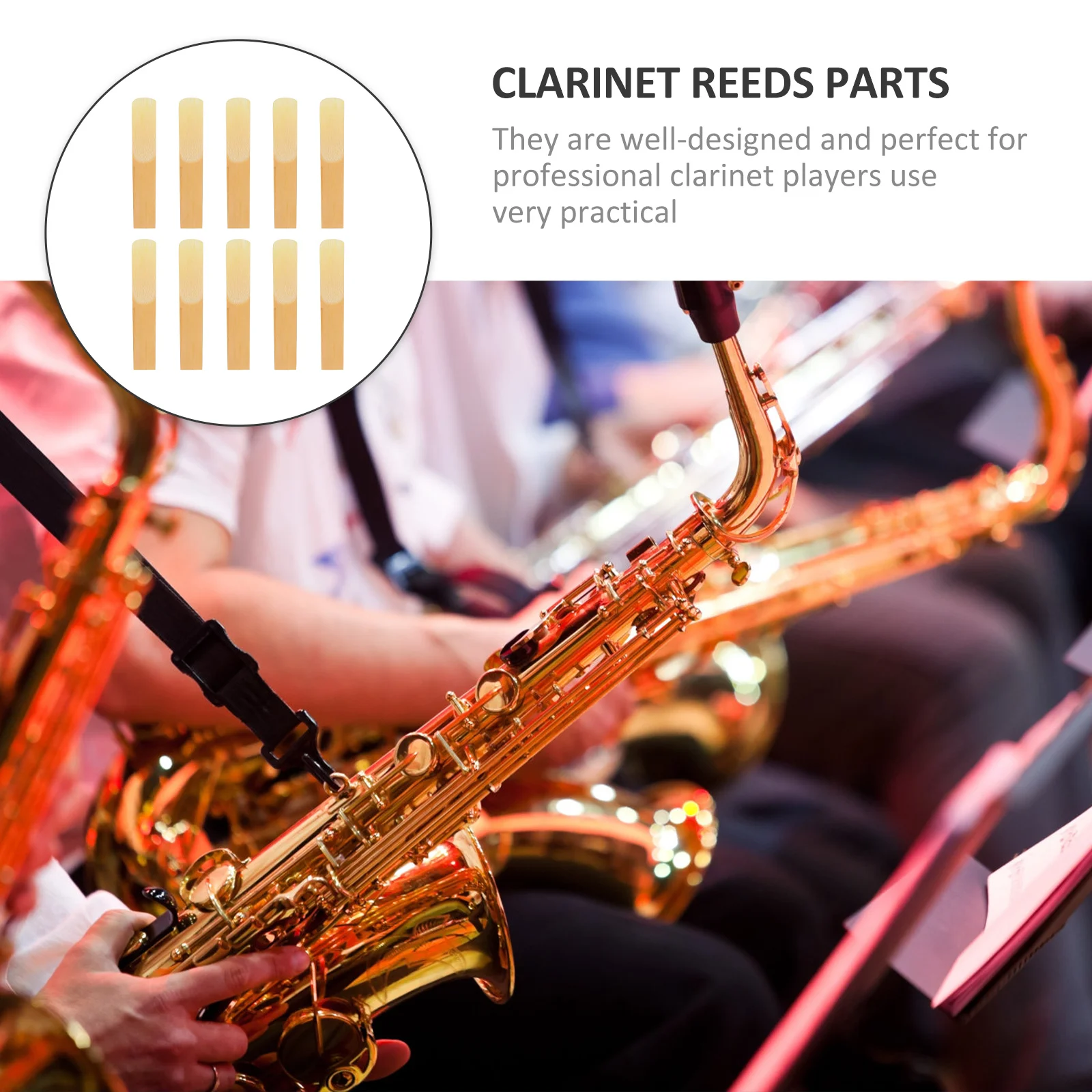 10Pcs Clarinet Reeds Thin Handmade Durable Replacement Parts Professional Instrument Accessories for Clarinet Players