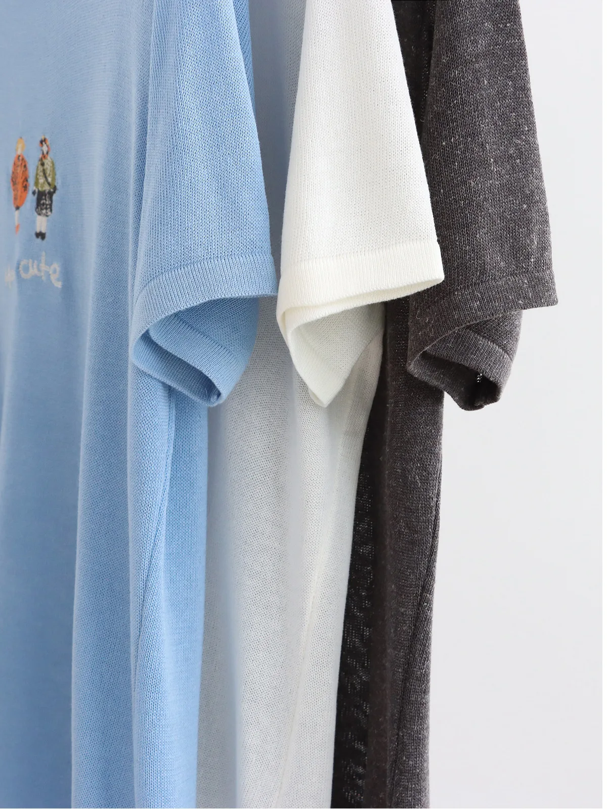 Dave&di Simple And Casual Summer Short Sleeved Knitted Shirt Made Of Linen Embroidered With Lyocell Round Neck Top Loose Fitt