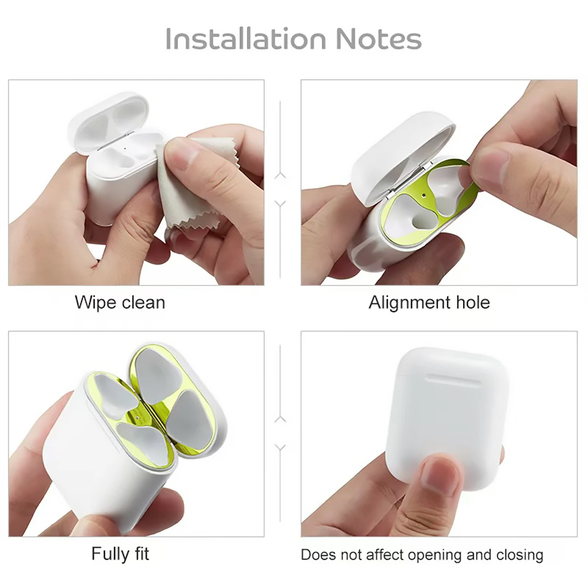 1 piece of metal dust sticker protective case, with packaging, compatible with Airpods Pro 2 1 Air Pods 3 4