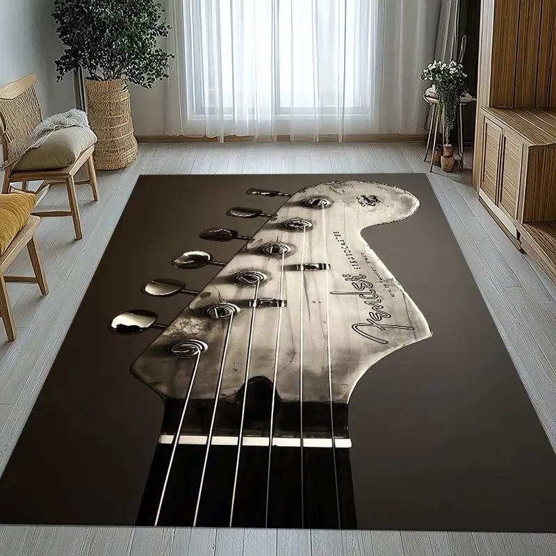 Fender Guitar Theme Rock Music Soft Non-Slip Large Area Rug for Living Room,Bedroom Playroom Carpet Mat for Sofa,Home Decor Gift