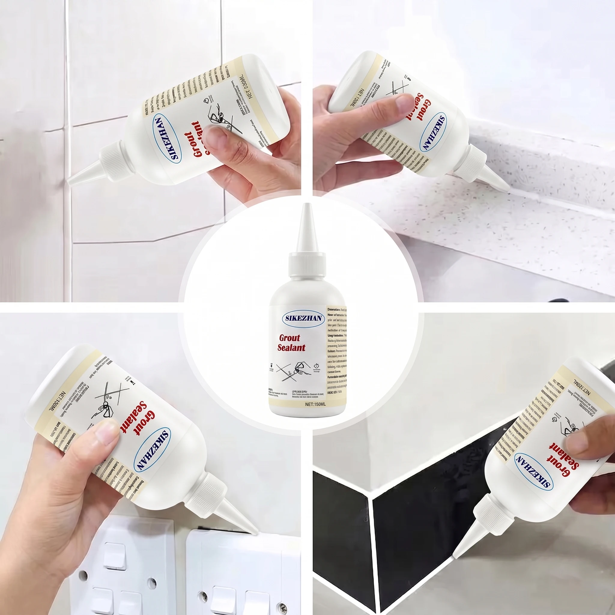 SIKEZHAN 150ml Waterproof Tile Grout Sealant Anti-Mold Restorer for Bathroom Kitchen Shower Joint Gap Filler High Adhesion