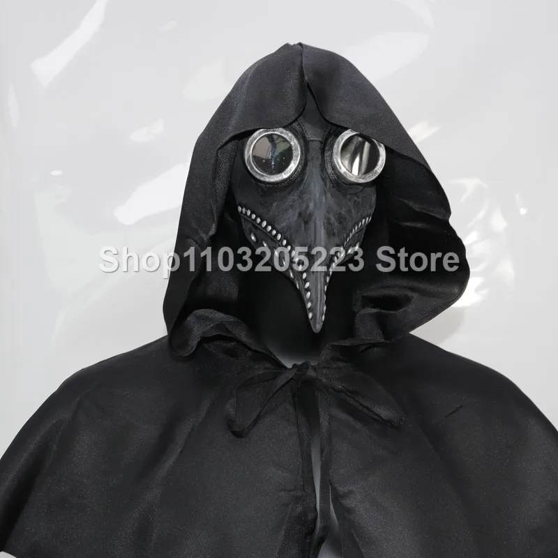 

Medieval Costume Accessories Plague Doctor Mask Beak Latex Mask and Hooded Cloak Combo Cosplay Halloween Party Props