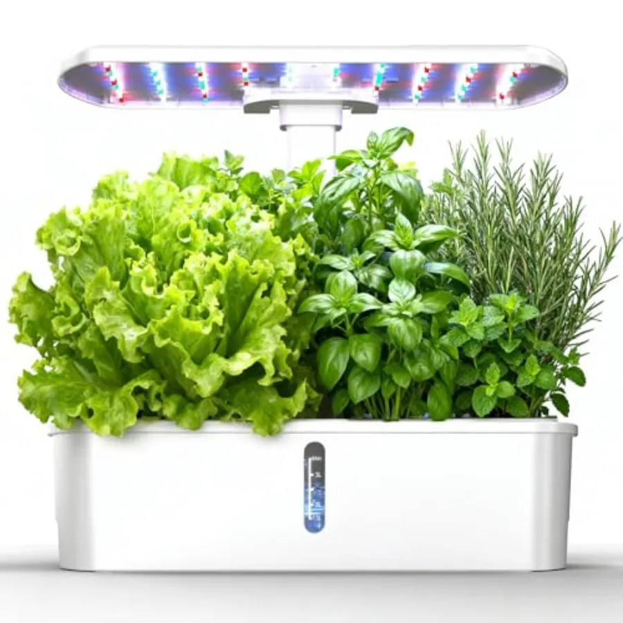 

Умный домашний гидропонный садовый комплект с LED-подсветкой полного спектра, 12-ячеечный стартовый набор для растений, регулируемый по высоте, с бесшумным мини-насосом для овощей