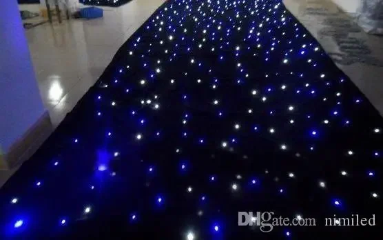 Imagem -02 - Cortina com Controle de Iluminação Cortina de Luz de Led Efeitos de Estrela Grande de 4m 6m Cor Azul-branca com Controle de Iluminação