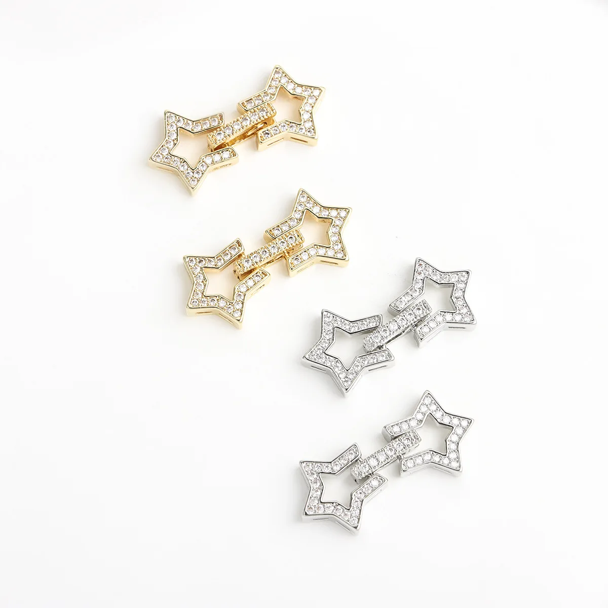 1pcs Copper Gold-plated Zirconium Star Snap-on Pearl Necklace Bracelet Connecting Buckle DIY Jewelry Making Material Accessories
