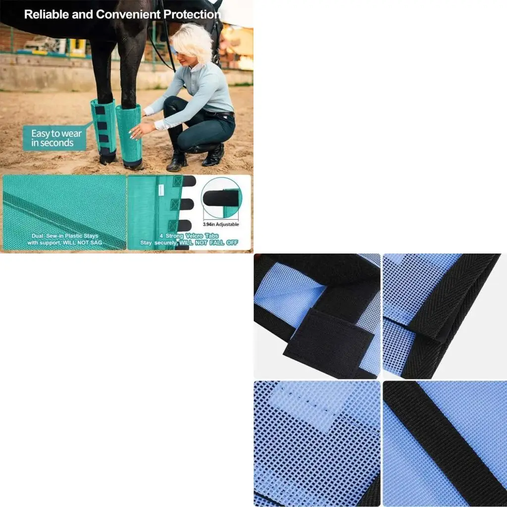 طماق يطير الحصان شبكات بلاستيكية قابلة للتنفس يلتف الساق الحصان للدغات البعوض دليل على ركوب الدراجات الساق يطير التمهيد #1