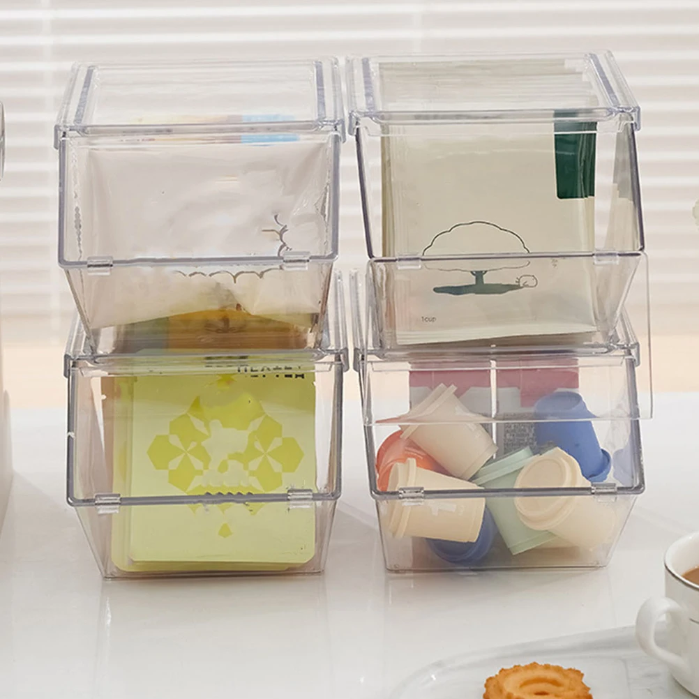 

4 Pcs Four-piece Storage Device Set Sugar Packets Tea Bag Case Coffee Container Acrylic Office Organiser Organizer