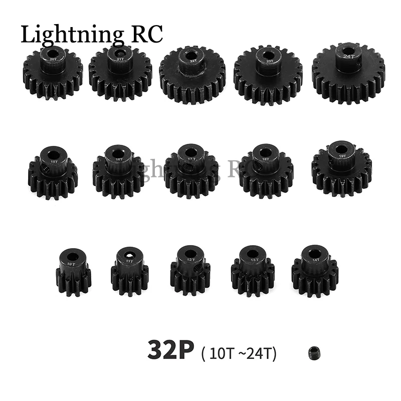 

M0.8 32P 3.175mm 10T 11T 13T 15T 17T 18T 20T 22T 24T Hardened Steel Metal Pinion Gear Motor Gear For 1/10 RC Model Car