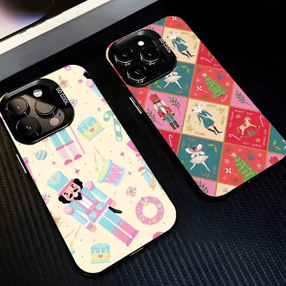 

Nutcracker Christmas Phone Case For iPhone17 16 15 14 13 12 Pro Max Grey Black Matte Laser Metallic Aurora Funda
