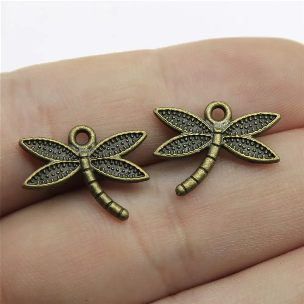 WYSIWYG 20pcs 18x14mm Charms Dragonfly Tibetan Bronze Color Antique Silver Color Jewelry Making DIY Handmade Craft Pendant