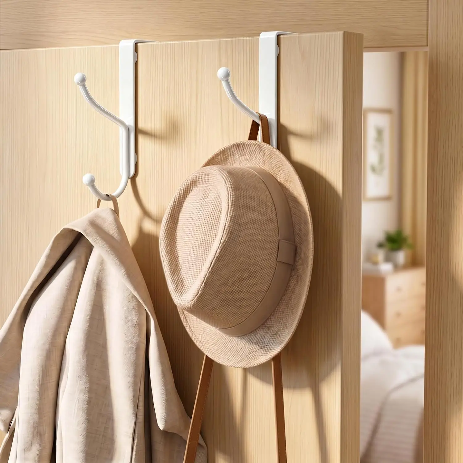 Over Door Hook 2-Pack, Heavy Duty Door Hanger, Fits Interior Doors 1.4 Inches Thick, Organize Coats,and Bags for Entryways