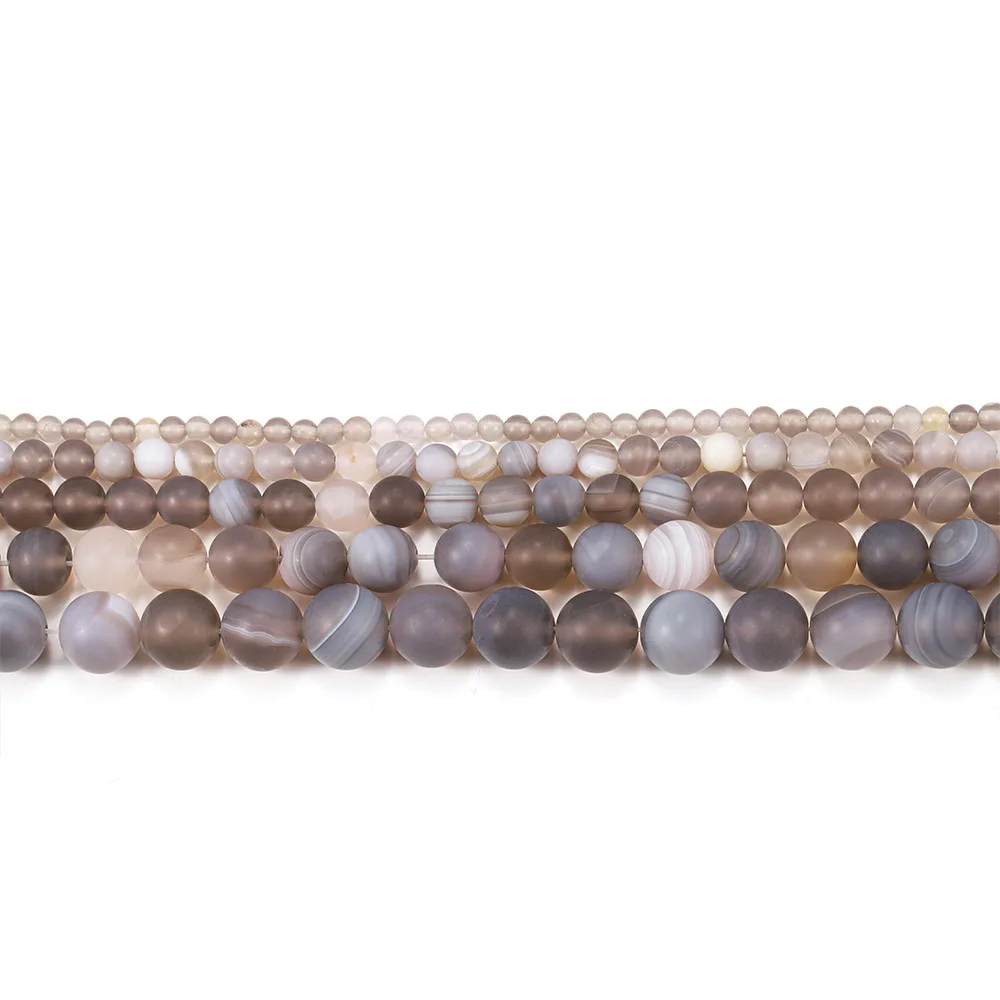 Hot Selling Multi Specification Frosted Gray Line Agate Bead Bead DIY Bracelet Accessories Semi Finished Beads Wholesale