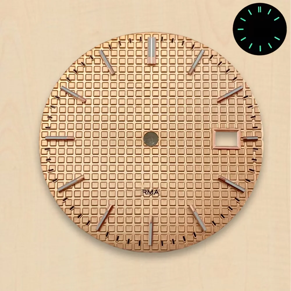 Watch modification tools 31.8mm S Dial Oak Dial Fit NH35 Automatic Movement Green Luminous Gradient 31.8MM Watch Accessories