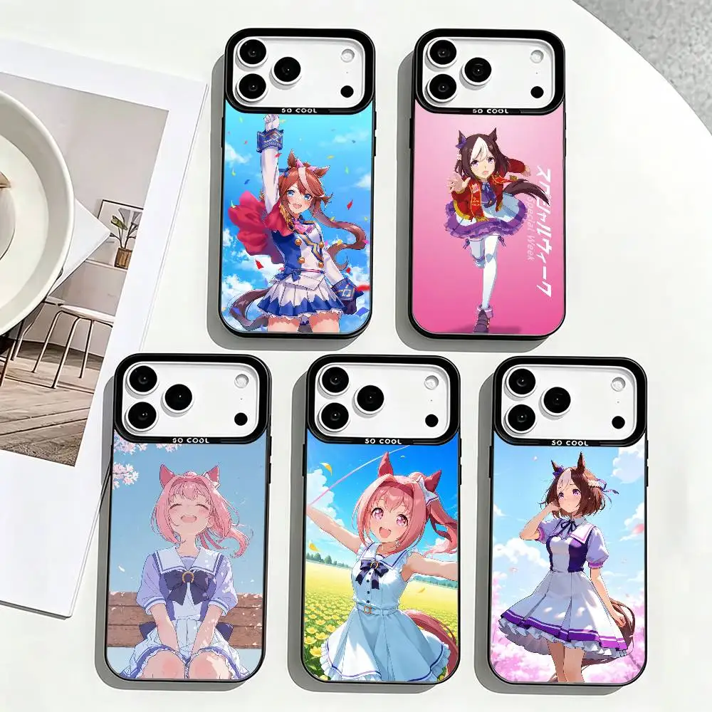 Uma Musume Pretty Derby-Y Phone Case For iPhone 17,16,15,14,13,12,11 Plus,Pro Max,XS,Colorful Silver Black Cover