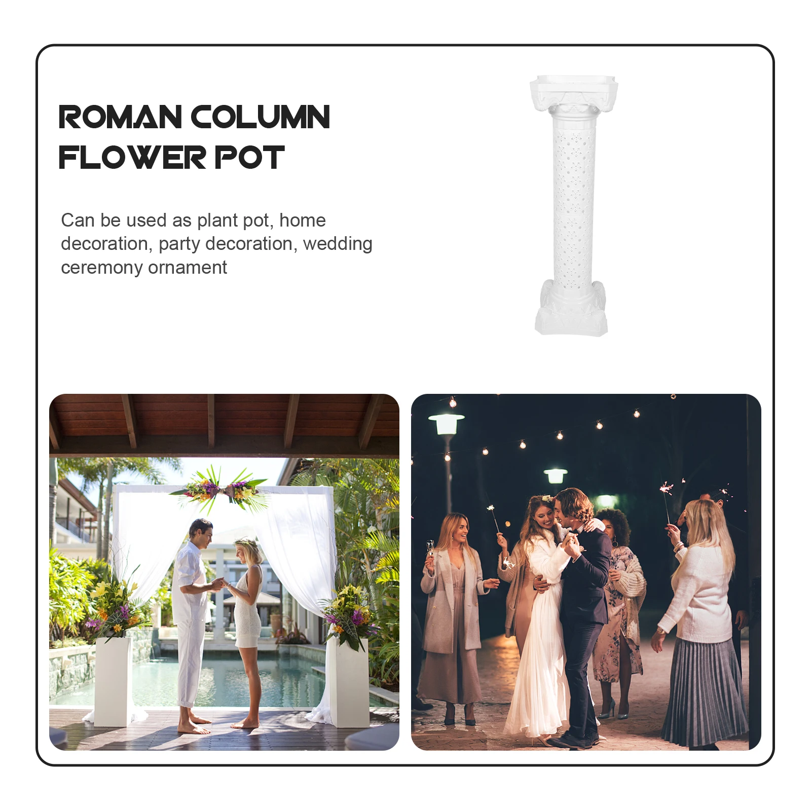

Hollow Roman Pillar Flower Vase Wedding Decor Statue Column Balcony Plant Display Premium Plastic Stable Fade Resistant