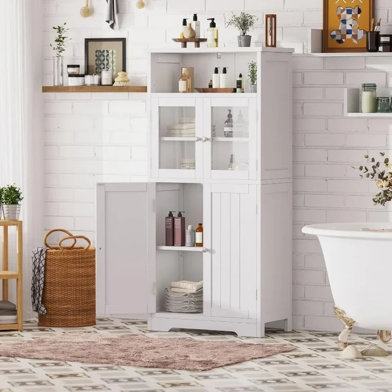 Bathroom Storage Cabinet,Freestanding Bathroom Cabinet with Open Storage,Kitchen Pantry Cabinet with Door,Bathroom Floor Cabinet