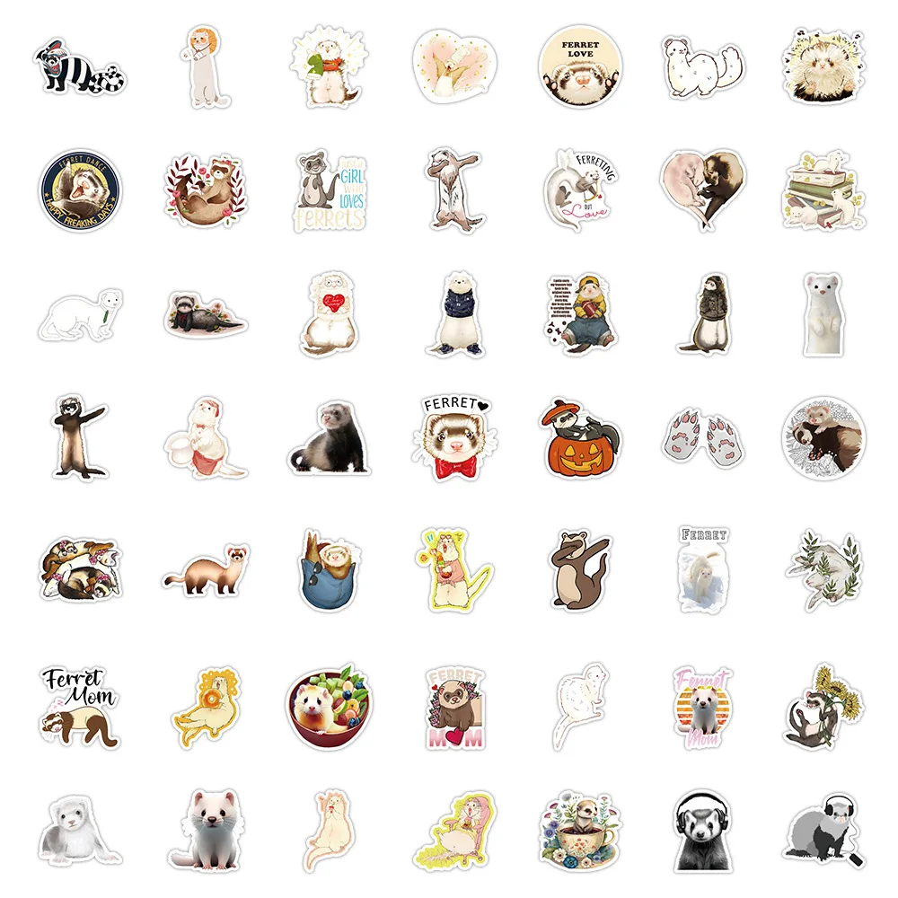 10/30/52PCS Cartoon Cute Ferrets Animal Stickers Decals Decoration DIY Phone Notebook Suitcase Laptop Fridge Wall Sticker Toy