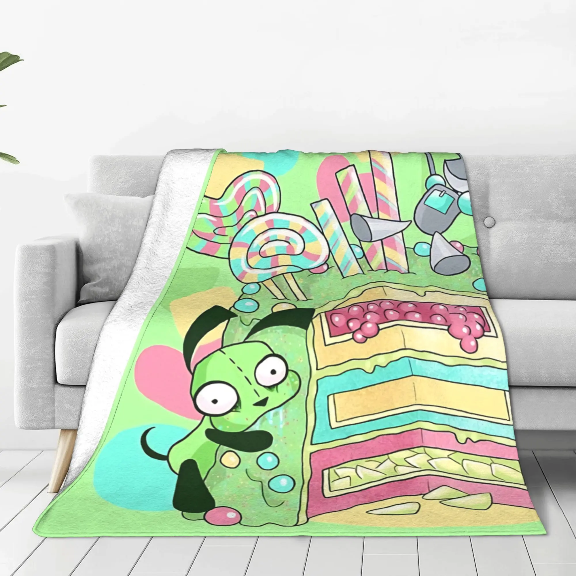 1PC Home Cute Room Decor chaotic metal  Blanket Throw Blanket Invader Zim Novelty Warm Blanket All Season
