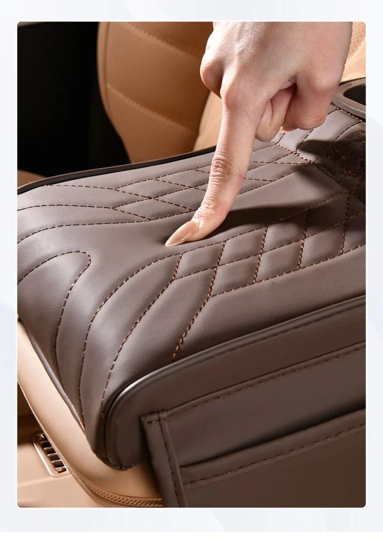 Multi functional car armrest box water cup holder height increasing central protective cover car tissue box supplies storage pad
