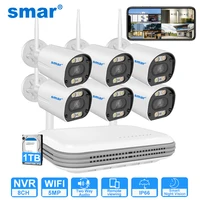 Sistema de CCTV inalámbrico Smar, Kit de cámaras Wifi de 3MP/5MP HD, seguridad con audio, detección de cuerpo humano, IP, NVR de 8 canales, conjunto de videovigilancia ICSEE