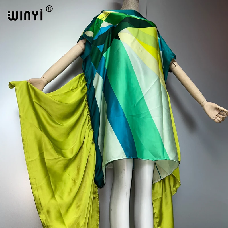 WINYI boho Women summer fashion Evening holiday Beachwear Africa Lady kaftan holiday One-neck sexy elegant beach cover up dress