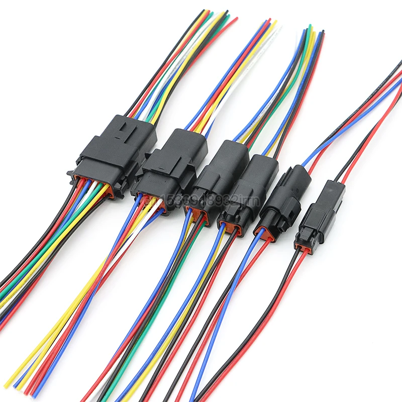 1Set  Black DT Enhanced Seal Waterproof Auto Connector With 16cm Wiring 2/3/4/6/8/12 Pin Male Female Plug Socket For Automobile