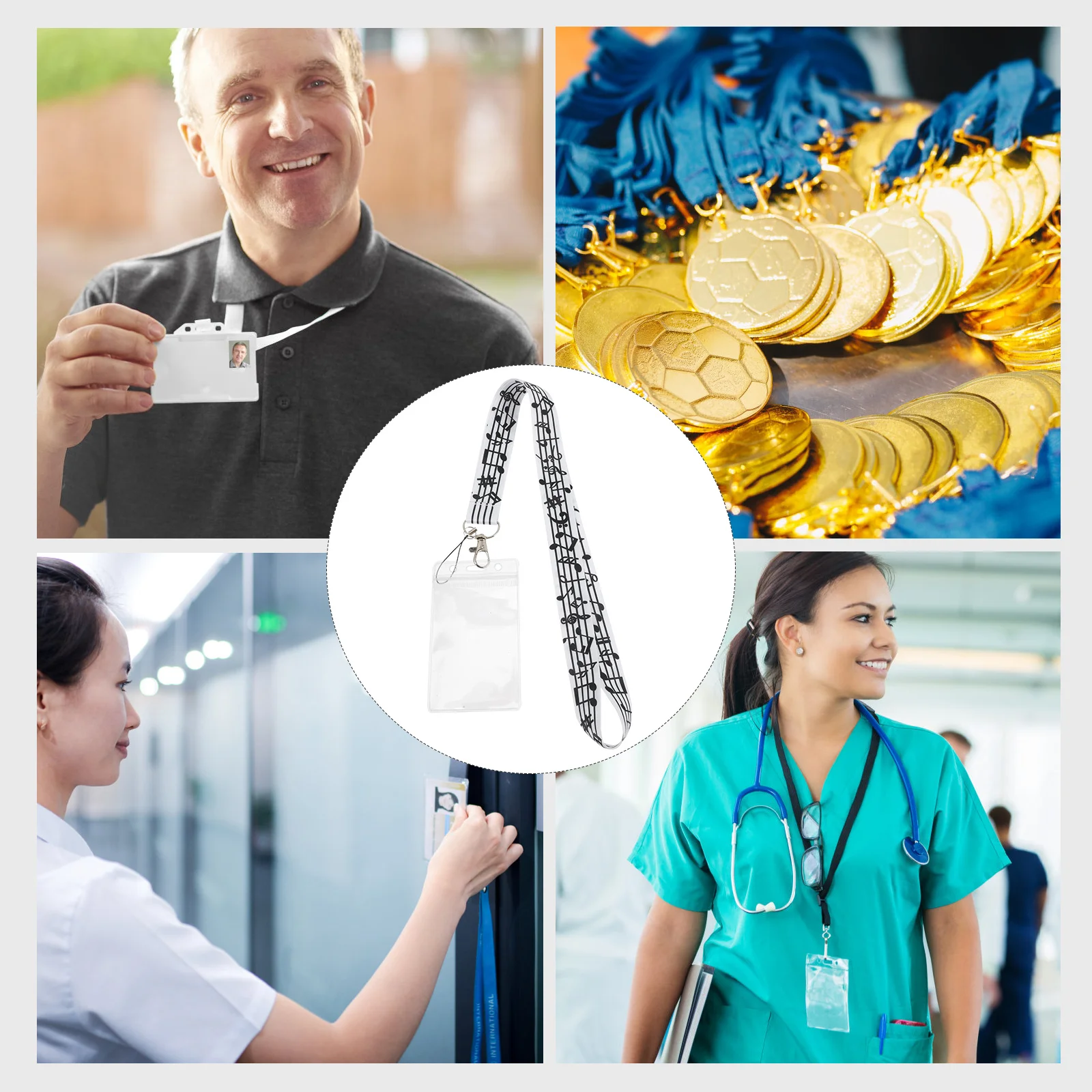 

4Pcs Note Lanyards Anti-Loss Phone Straps Adjustable Neck Ropes for Id Cards Decorative Hanging Chains Badge Holder Wallet (