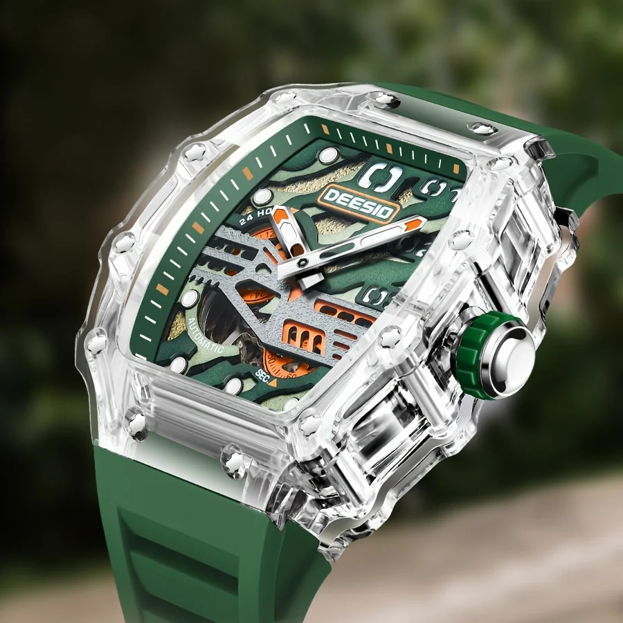 Deesio 1926 Luxury Men GMT Automatic Mechanical Watch Carbon Fiber Lightweight Case Self-Winding Water Resistant Sapphire Sports