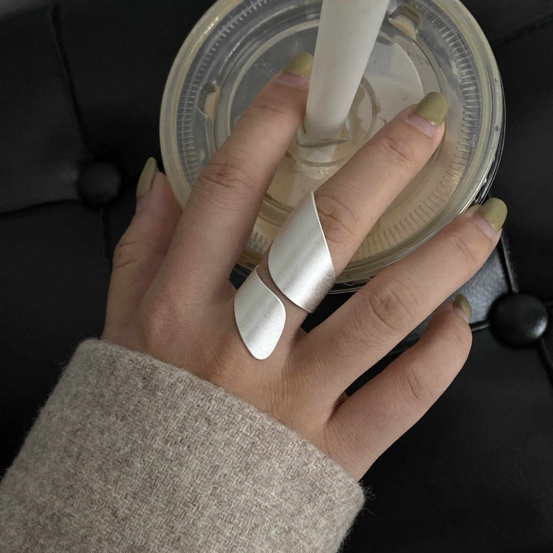 XIYANIKE Hip Hop Silver Color Double-layered Cuff Finger Rings For Women Punk Fashion New Jewelry Gift Party Music Festival
