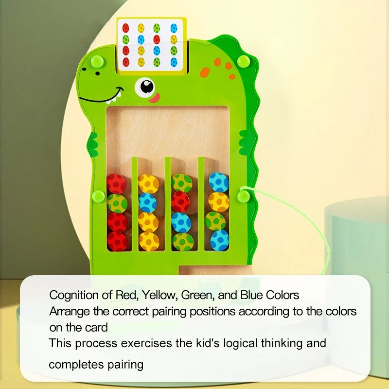 Labirinto de dinossauro de madeira magnético dinossauro ovo caminhada posição jogo cor emparelhamento quebra-cabeça brinquedos educativos para crianças