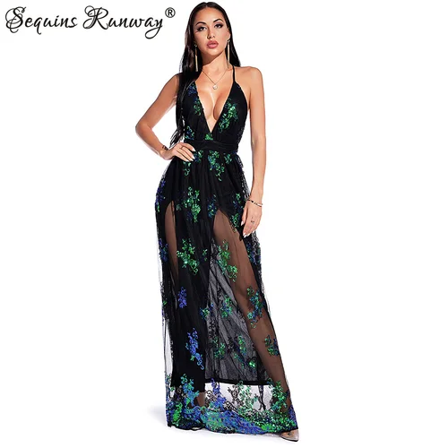 Vestidos sexis de fiesta para graduación para mujer, vestido maxi de verano con lentejuelas verdes vintage 2025, vestidos largos de noche ajustados con espalda descubierta elegantes