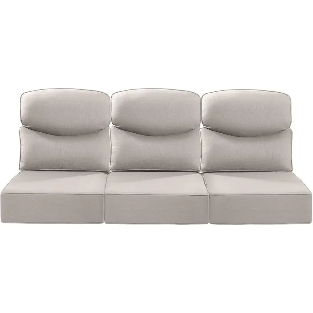 6-Inch Thick Outdoor Sofa Cushion Set of 3 - Memory Foam Deep Seat Cushions for Patio Furniture, Wicker Dining Chairs, Loveseat,