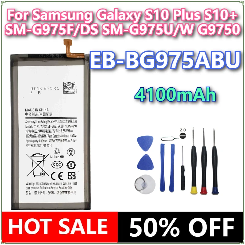 

Совершенно новый аккумулятор для мобильного телефона EB-BG975ABU 4100 мАч для Samsung Galaxy S10 Plus S10 + SM-G975F/DS SM-G975U/W G9750 + инструменты
