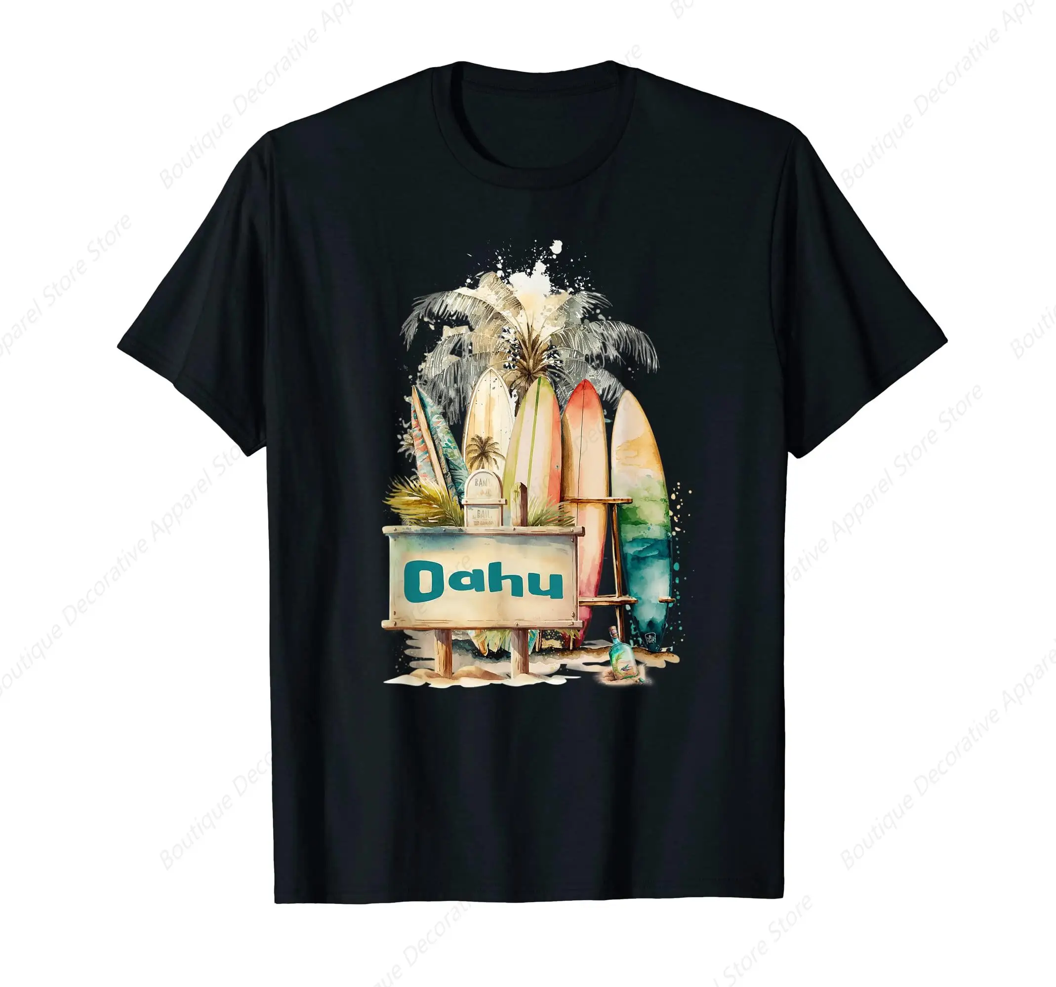 

Oahu Surfboards and Palm Trees T-Shirt