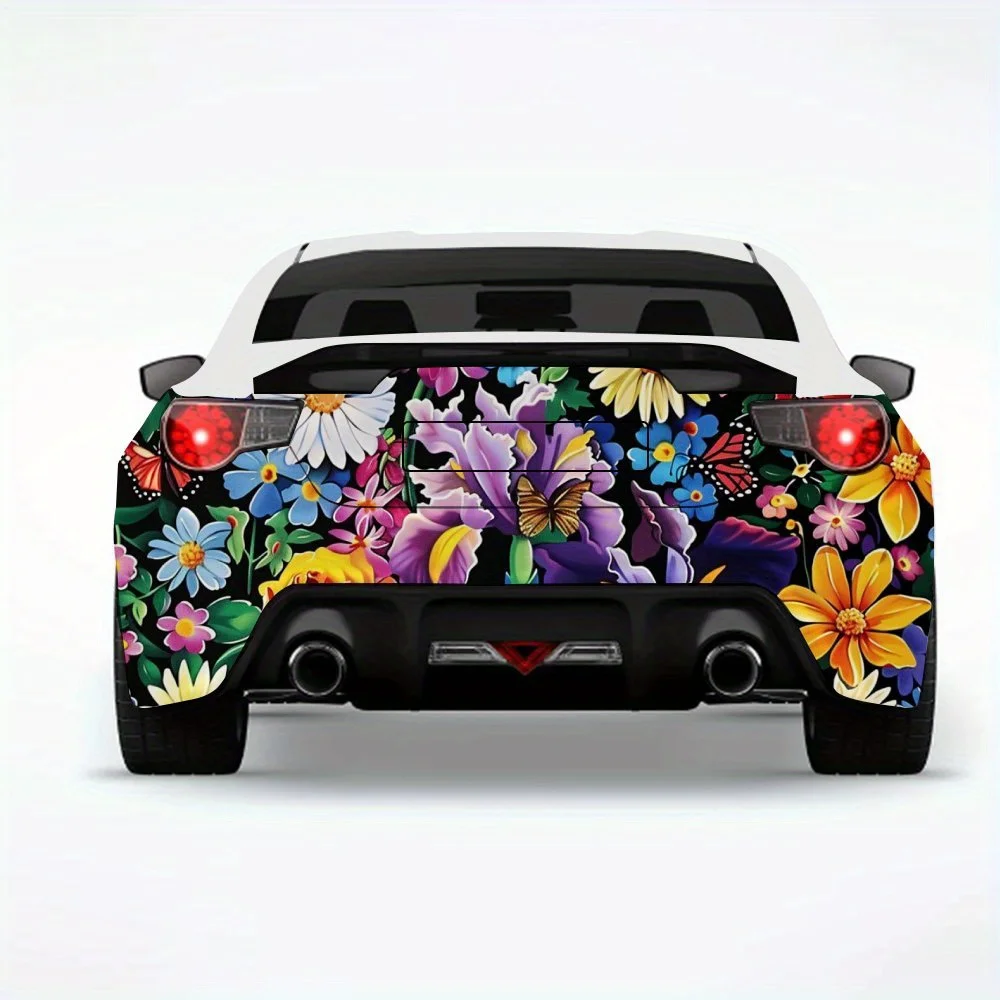 

flower Car Sticker-Vinyl Decal for Car Rear, Waterproof Self-Adhesive Vinyl Stickers for Vehicle Tail & Bumper, Decoration Prote