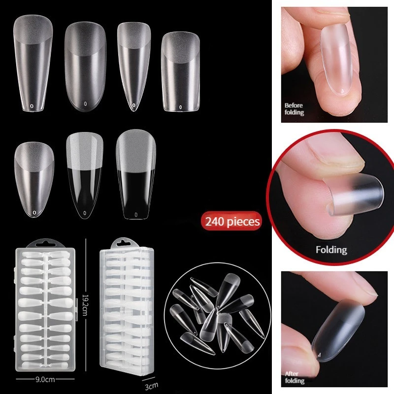 

Clear Manicure Wearing Armor Ultra-thin No Trace No Grinding Half Sticker Extended False Patch Nail Tool Accessories 240pcs/Box