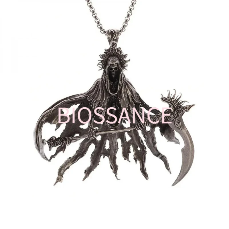 BIOSSANCE New Fashion And Exquisite Retro Seraph, Death Sickle Cross Pendant Necklace For Men And Women Jewelry Accessories Gift