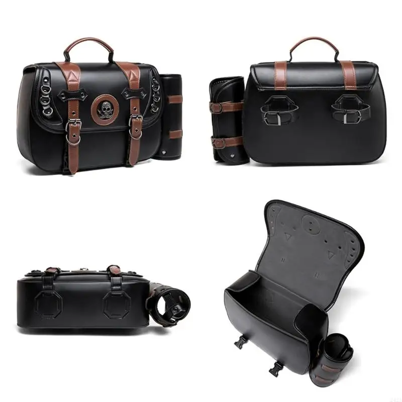 242A Universal Motorcycle Saddlebags Large Capacity Waterproof PU Leather Side Bag